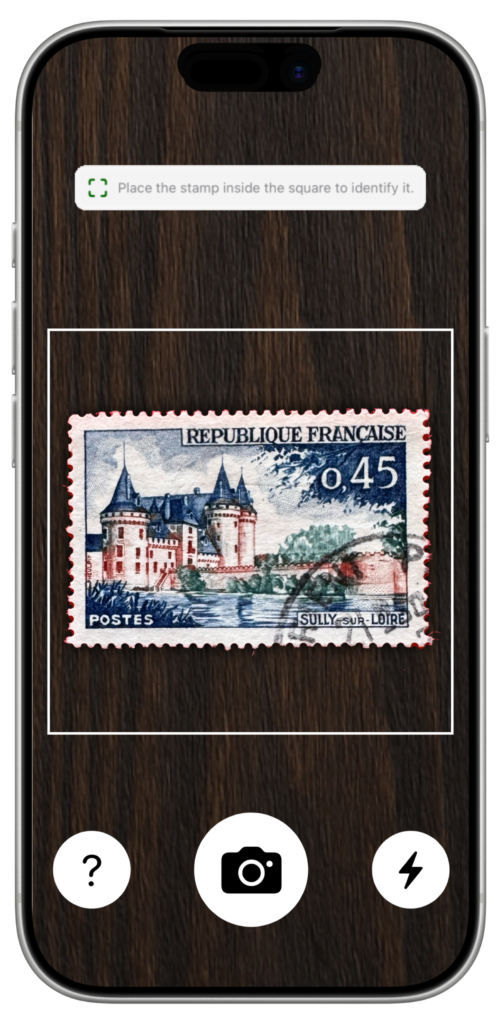 Stampy scanner identifying a French postage stamp